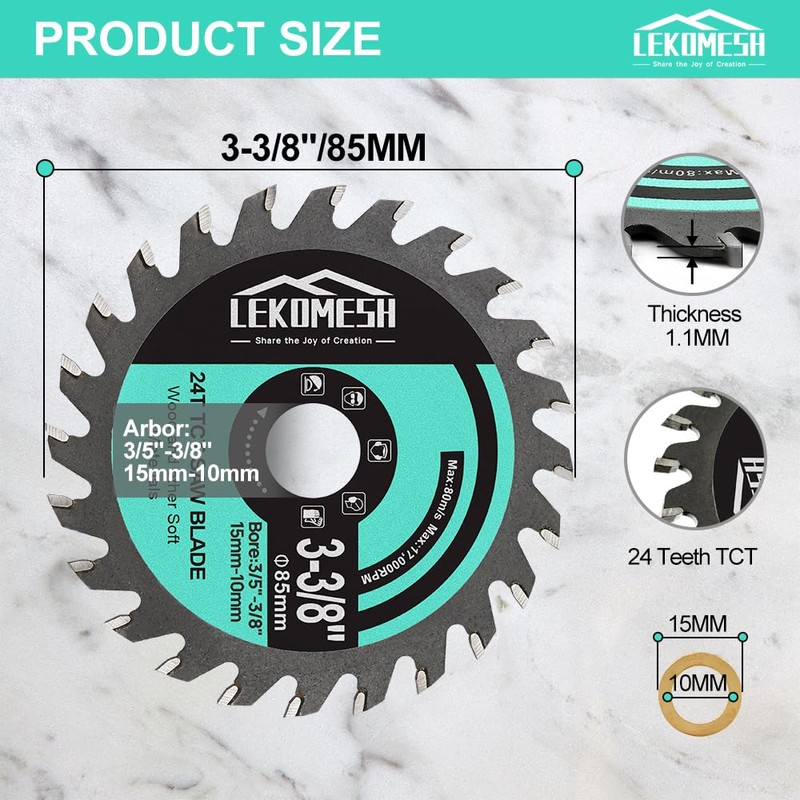 LEKOMESH Circular Saw Blade TCT 85 x 15 mm -