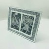 EagleWiz GLASS MIRRORED CRUSHED CRYSTAL DIAMOND,DOUBLE PHOTO FRAME,TWO PHOTOS SILVER