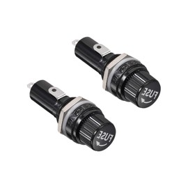 QUARKZMAN 6 x 30 mm AC 125 V/15 A 250 V/10 A Fuse Holder x 2 Pieces Threaded Panel Mounted Screw Cap Fuse Holder Socket for Car Radio Audio DIY Project, Black