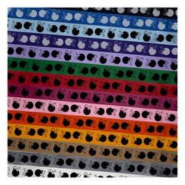 Cartoon Bomb with Fuse Satin Ribbon for Bows Gift Wrapping DIY Craft Projects - 3 Yards - Lavender Ribbon/Black Printing - 1 Inch Width