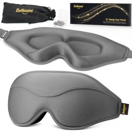 BeHoomi Sleep Mask, New Version, Premium Eye Mask for Sleeping, Total Blackout, Superior Soft Comfort, Upgraded 3D Ergonomic Designed Sleeping Mask for Home, Office, Travel, Meditation, Yoga, Gray
