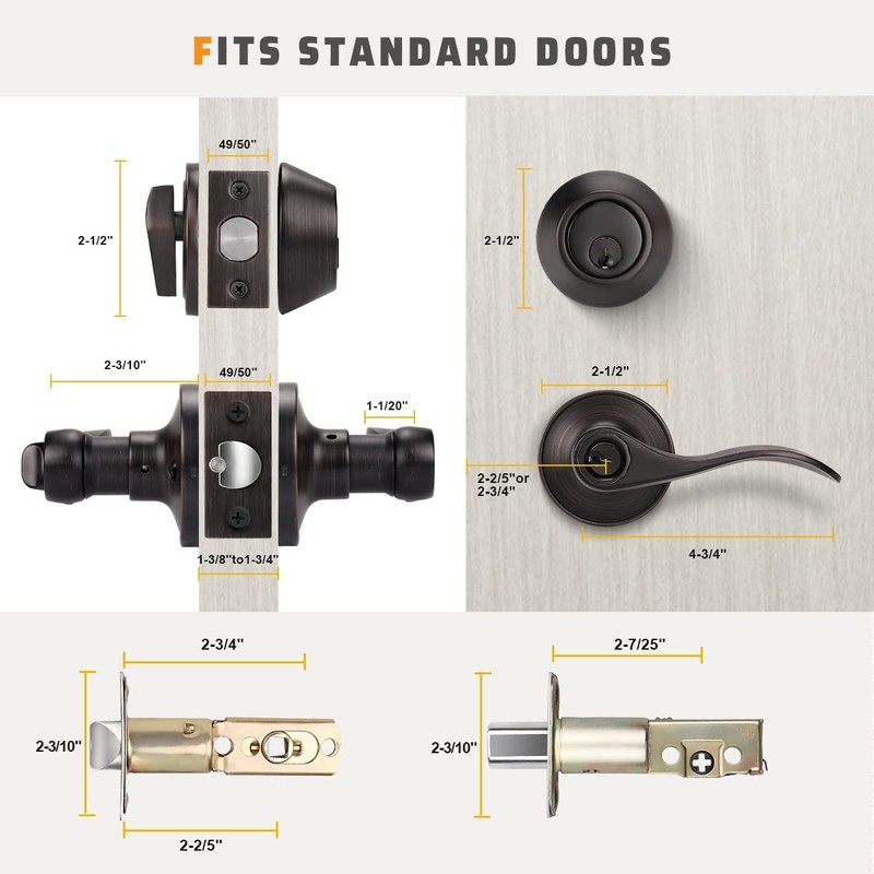 KNOBWELL 4 Pack Keyed Alike Door Lever Handle with Single