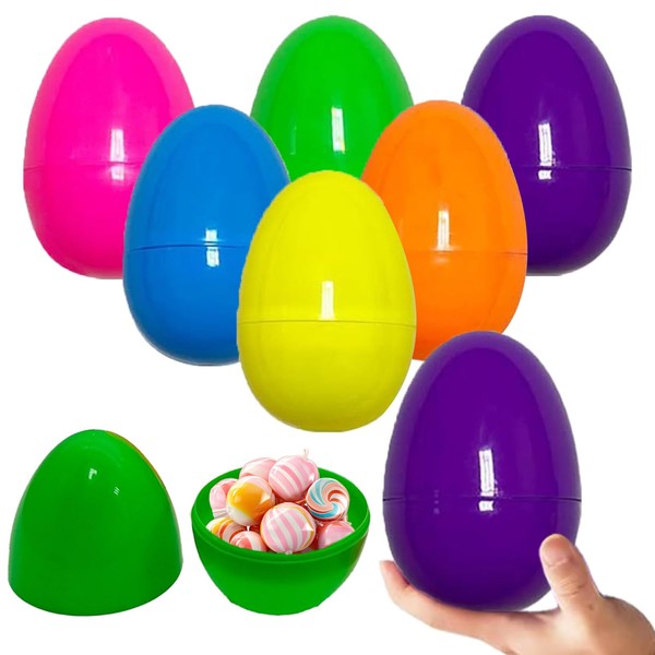 IHCEMIH 6Pcs Easter Eggs, 6in Unfilled Plastic Eggs Empty Fillable