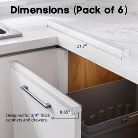 Cabinet Protector Edge Guard (Pack of 6), 17.7" Clear PVC Cabinet Edge Protectors for 3/4" Thick Kitchen Cabinets Doors – Slip-On No-Tool Sliding Installation