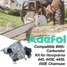 Carburettor Kit for Husqvarna 445 450 445E 450E Chainsaw, ADEFOL Carburettor with Air Filter and Spark Plug Replacement Parts for Chainsaw Accessories