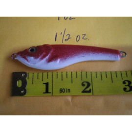 HOME MADE 15 PCS. SHAD BAIT LURE JIG, CASTING FISHING 3/4, 1, 1-1/2 OZ. 5 EA. RED/WHITE