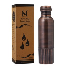 Pure Copper Bottle PREMIUM ANTIQUE Finish, 950 Ml (32.12 Fl Oz) Capacity For Ayurveda Health Benefits