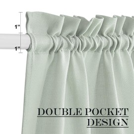 NICETOWN Sage Green Curtains Door Curtains for Kitchen Window, Elegant Farmhouse Linen Privacy Assured French Door Shade for Glass Patio with Tieback, 52" Wide x 40" Length, 1 Panel