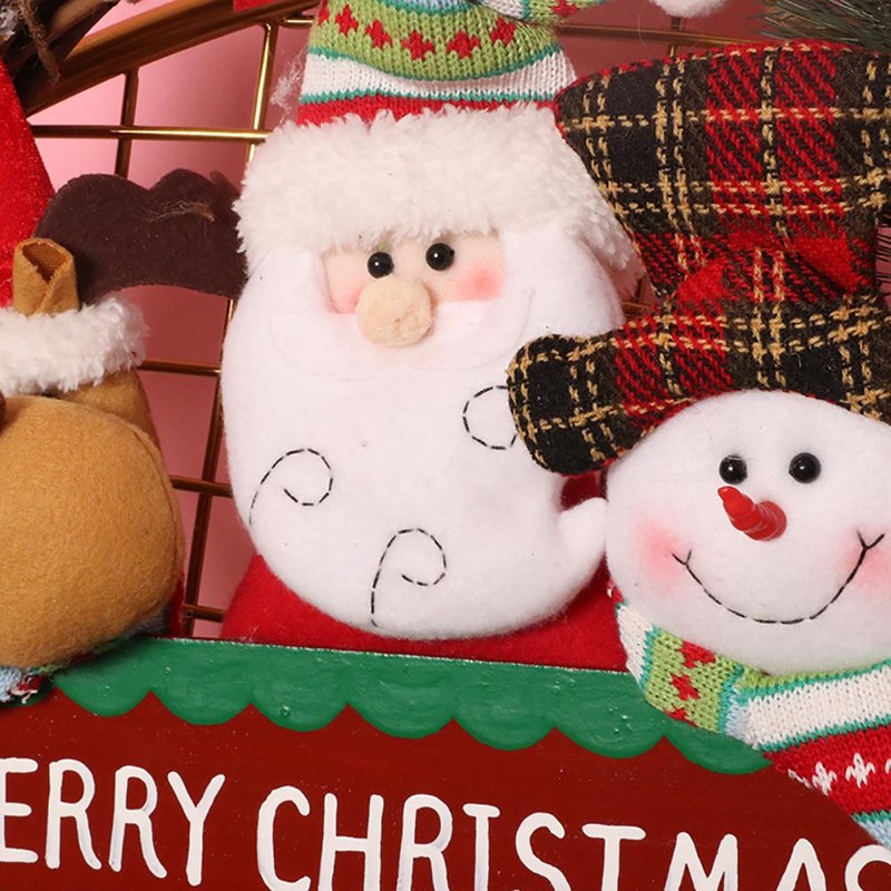 Christmas Wreath for Front Door Reindeer Snowman Santa Rattan Wreath