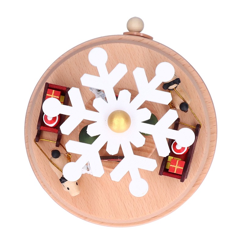 Wooden Music Box Snowflake Decor Wood Grain Texture Beautiful Sound
