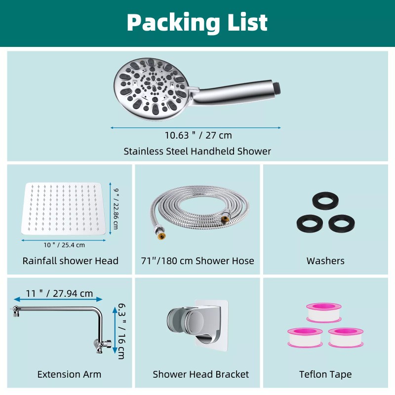 Hibbent Shower Faucet Set w/Handheld Kit Rainfall Shower Head Combo