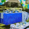6 PCS Blue Inch Metallic Foil Fringe Tinsel Table Skirts