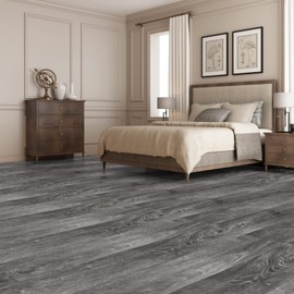 Art3d 36-Pack 54 Sq.ft Peel and Stick Floor Tiles Vinyl Plank Flooring Wood Look, Adhesive and Waterproof Tile Sticker for Bedroom, Living Room, Kitchen, RV in Ebony