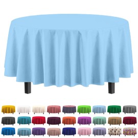 4-Pack Light Blue Plastic Table Cloth - 84-Inch Round Disposable Tablecloth for Parties - Round Tablecloth - Disposable Table Cloths for Parties - Plastic Table Cover for Picnics - Exquisite
