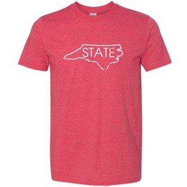 North Carolina State Outline Men's Super Soft Vintage T-Shirt (Heathered Red, Large)