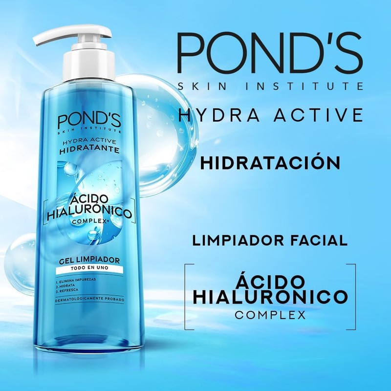 POND'S Limpiador Facial Hydra Active con Ácido Hialurónico 200 mL