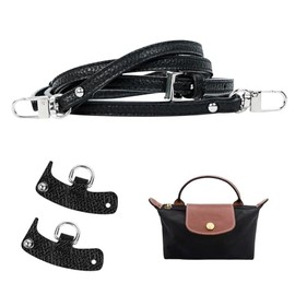 Leather Shoulder Strap Mini Bags, Pliage No-Punch Transformation Accessories, Women's Carry Strap for Longchamp Women's Carry Strap for Longchamp Strap Bags, Bag Straps for Changing, 120 cm, Black