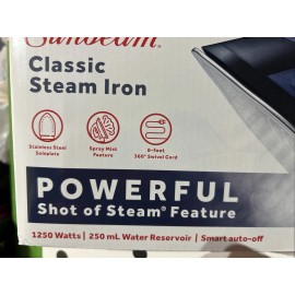 Sunbeam 1250W Classic Steam Iron with Shot of Steam Feature