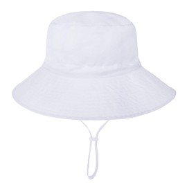 Baby Sun Hat Adjustable Cap Toddler Beach Summer Smile Face Hats UPF 50+ for Baby Girl Boy, White&gray, 4-8 Years