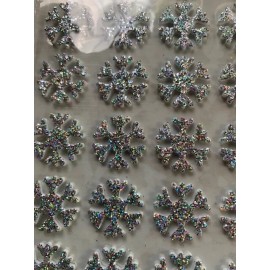 CHRISTMAS STICKERS 3D CHRISTMAS FOAM GLITTER SILVER BRIGHT SNOWFLAKES 32PCS