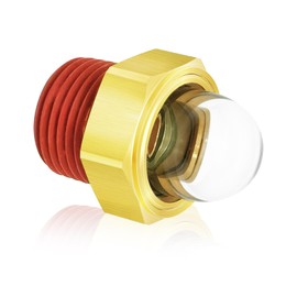 Boltigen Domed Oil Sight Glass, 1'' NPT Hex Head Oil Sight Glass, Brass Bulls Eye Sight Glass Liquid Level Gauge Oil Indicator Window for Air Compressor Gearbox Tank