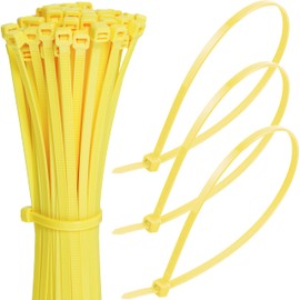 300mm Yellow Cable Ties – Pack of 100, 12" Zip Ties/Tie Wraps, Nylon, 22kg Tensile Strength, Self-Locking – Just Cable Ties