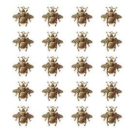 Ruwado 20 Pcs Bee Charms with Hole Metal 40 x 38 MM Large Honeybee Pendants Accessories for DIY Jewelry Making Kit Finding Supplies Necklace Bracelets Key Chain Earring (Antique Gold)