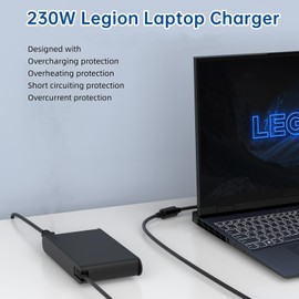 HotTopStar Legion 5 Charger 230W AC Adapter Charger for Lenovo Legion 5 7 5P C7 S7 Y7000 7000P Y9000K Y545 Y540 Y520 R720 Y740 Y730 Y910, 20V 11.5A Slim Tip Laptop Charger ADL230NLC3A PA-1231-12LA