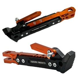 Motorcycle Universal Kickstand Adjustable CNC Aluminum Tripod Holder Kickstand Foot Side Support Stand for Motorcycle Scooter Motorbike Motocross Electric Dit Pit Bike (Orange)