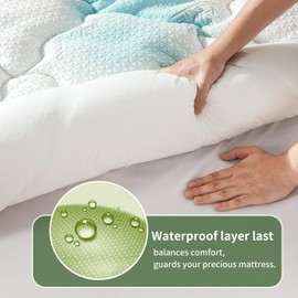 Premium 100% Waterproof King Mattress Topper, Breathable Mattress Pad, Rayon from Bambo Bed Protector, Deep Pocket Sheet Cover 8"-21"