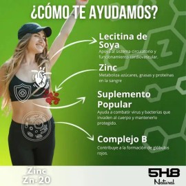5h8 Zinc Zn2 120 Cápsulas, 20 Mgs De Zinc Complejo B Inmune Sin Sabor                                                                                 