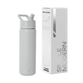 Simple Modern Kids Water Bottle with Straw Lid | Vacuum Insulated Stainless Steel Metal | Reusable Leak Proof BPA-Free Thermos for School | Summit Collection | 22oz, Ice Gray