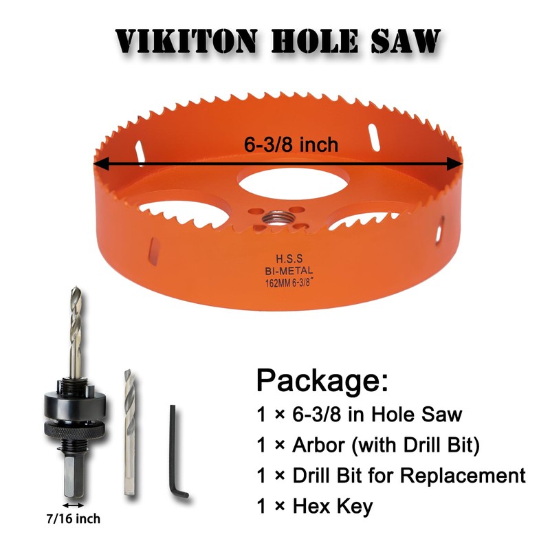 VIKITON 6-3/8 Inch Hole Saw with Arbor for Metal Wood
