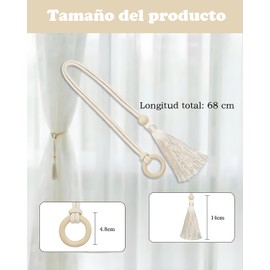 ZCNPIA Sujetador De Cortinas, 2 Piezas De Alzapaños para Cortinas De Madera, 68 Cm, Ideal para Hogar, Oficina Y Escuela，Materiales de Alta Calidad Que no Son fáciles de dañar