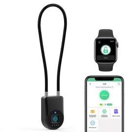 Cable Lock eLinkSmart Cabinet Combination Padlock 38cm Steel Cord Lock with Fingerprint Phone App Waterproof for Outdoor Travel Gate Fence Door Gym Locker Black