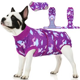 PetWarm Dog Recovery Suit Male,Dog Recovery Suit,Substitute E-Collar & Cone Prevent Dog Onesies Pet Surgery Recovery Suit Female Male Dog Onesie for Spay Neuter,Unicorn Pattern,Purple,L