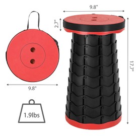 Wind Tour Portable Foldable Telescoping Stool Lightweight Collapsible Stool Retractable for Adults Outdoor Fishing Hiking Travel BBQ (Red)