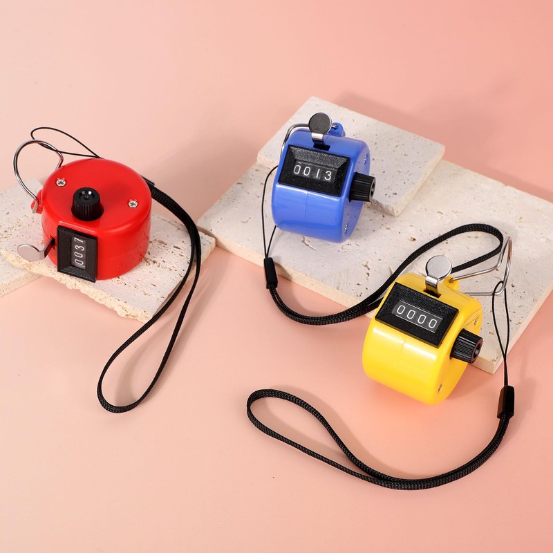 Goktvai 3pcs Handheld Clicker Counters, 4 Digit Pitch Tally Counter