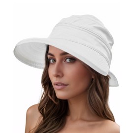 AlturaGo 2-in-1 Women’s Sun Visor Hat Wide Brim Sun Hat Zipper Off Ponytail Friendly, Lightweight Quick Dry, Summer UV Protection, White