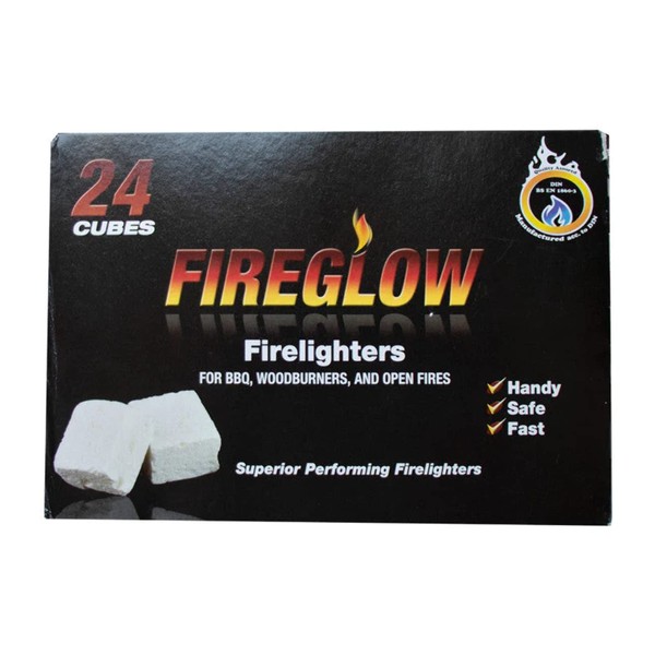 Tiger Tim Fireglow 96 Cubes Firelighters Superior Lignite Mess-Free Safe Odourless Instant Fire Starters for Wood Burners Barbecues Stoves Grills Campfires