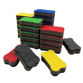 Dry Erase Erasers, 24 Pack Magnetic Whiteboard Erasers, Small White Board Eraser Cleaner for Kids, Magnetic Dry Erasers for Office Classroom, Bone-Shape, 4 Colors