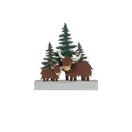 Shoeless Joe Highland Cow Wintery Scene Christmas Decoration