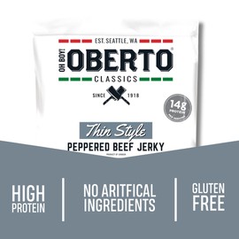 Oh Boy! Oberto Classics Thin Style Peppered Beef Jerky, 7 Ounce
