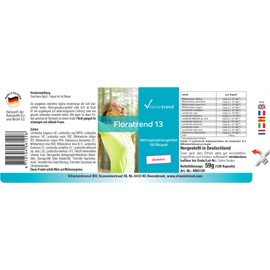 Floratrend capsules - 13 bacterial strains + inulin -120 DRCaps - at least 41.5 billion cultures per capsule | Vitamintrend®