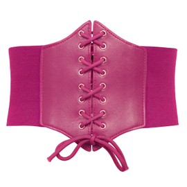 GRACE KARIN Womens Fashion Waist Belt Elastic Waspie Corset Costume Belt(2XL,Hot Pink)