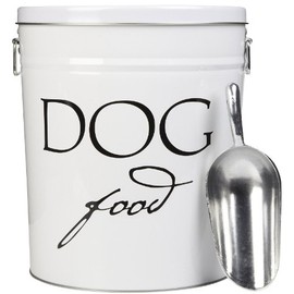 Harry Barker White Classic Food Storage Canister For Dogs, Medium 22 Pounds of Food