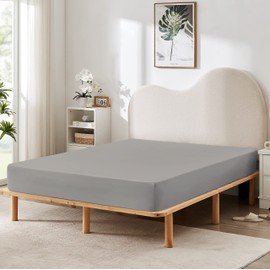 HBHLFZ Queen Fitted Sheet Only, Soft Breathable Bottom Sheet - 60"x80" Deep Pockets Queen Size Fitted Sheet - All Around Stretch Fit, Wrinkle Resistant, Colorfast - Easy Care, Gray