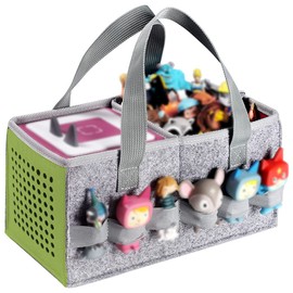 Seracle Carrying Case Travel Felt Bag Compatible with Toniebox Starter Set and Tonies Figurine (Gray+Green)