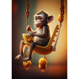 TOPYUES 5D DIY Diamond Painting Kits Full Drill,Diamond Painting Kits Art,Animal Diamond Art, Cute Monkey Diamond Painting Craft for Home Office Wall Decor 12x16 inch, CJX-1