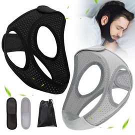 Forzacx Chin Strap for Cpap Users Anti Snoring Devices 2 Pack - Breathable Cpap Chin Strap Snoring Solution, Effectively Reduce Snoring, Non-Stick Hair, Don't Fade - Black&Grey